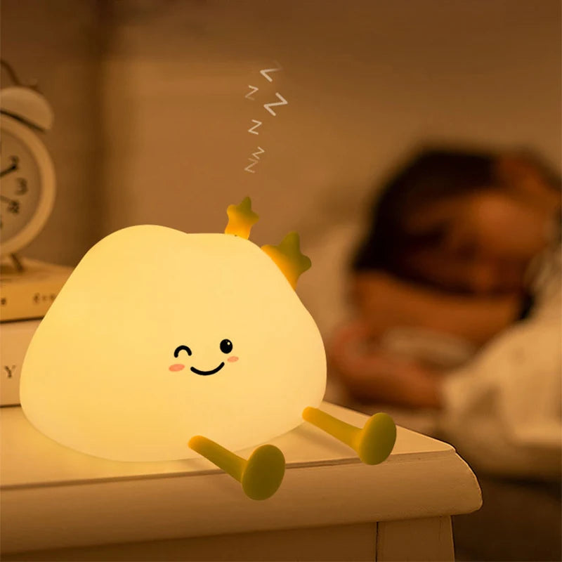 Silicone Night Light Charging Protection Eye Cartoon Children Bedroom Bedside Table Lamp Birthday Gifts Decoration Night Lamps