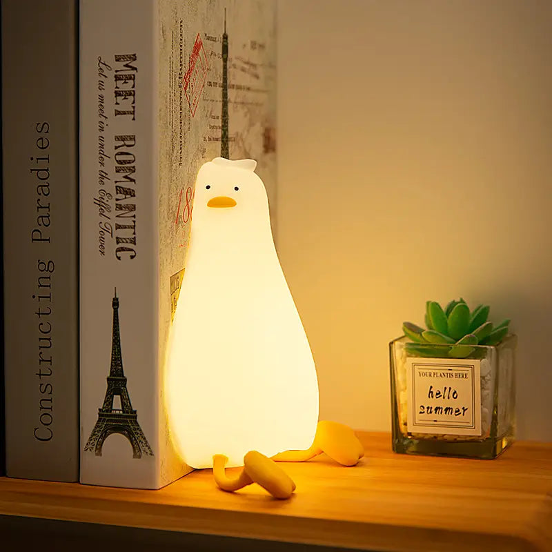 Cute Silicone Duck Night Light – 3-Level Touch LED Lamp for Kids Room