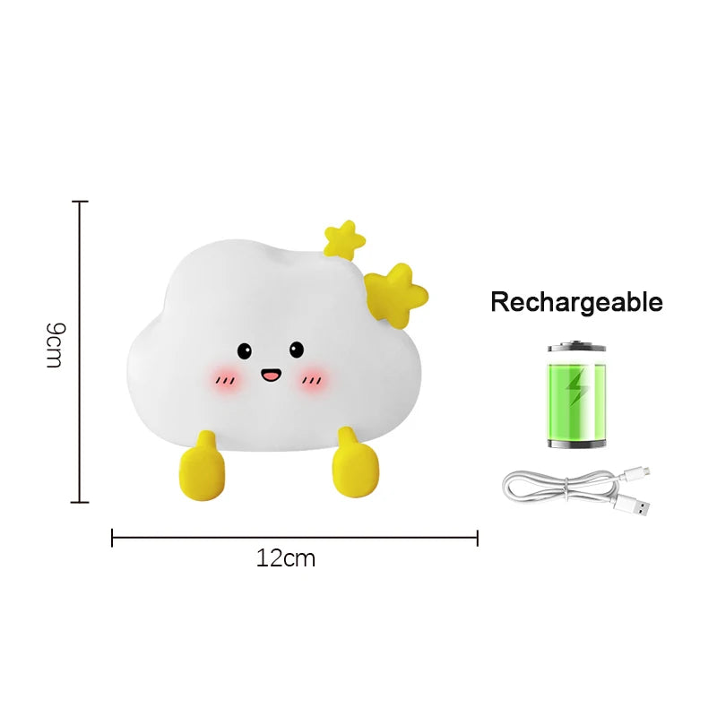 Silicone Night Light Charging Protection Eye Cartoon Children Bedroom Bedside Table Lamp Birthday Gifts Decoration Night Lamps