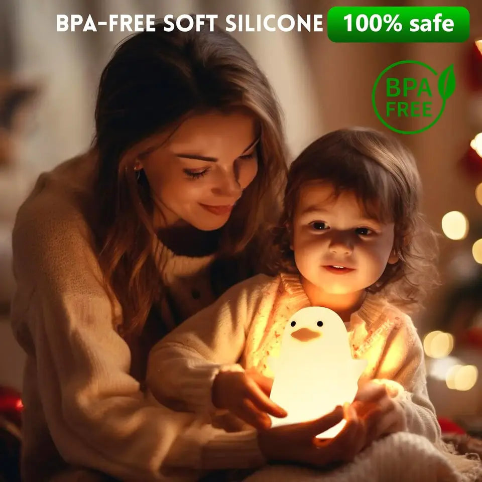 Creative Duck Silicone Night Light for Kids – USB Rechargeable LED Lamp