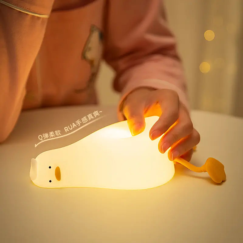 Cute Silicone Duck Night Light – 3-Level Touch LED Lamp for Kids Room