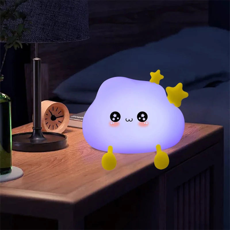 Silicone Night Light Charging Protection Eye Cartoon Children Bedroom Bedside Table Lamp Birthday Gifts Decoration Night Lamps