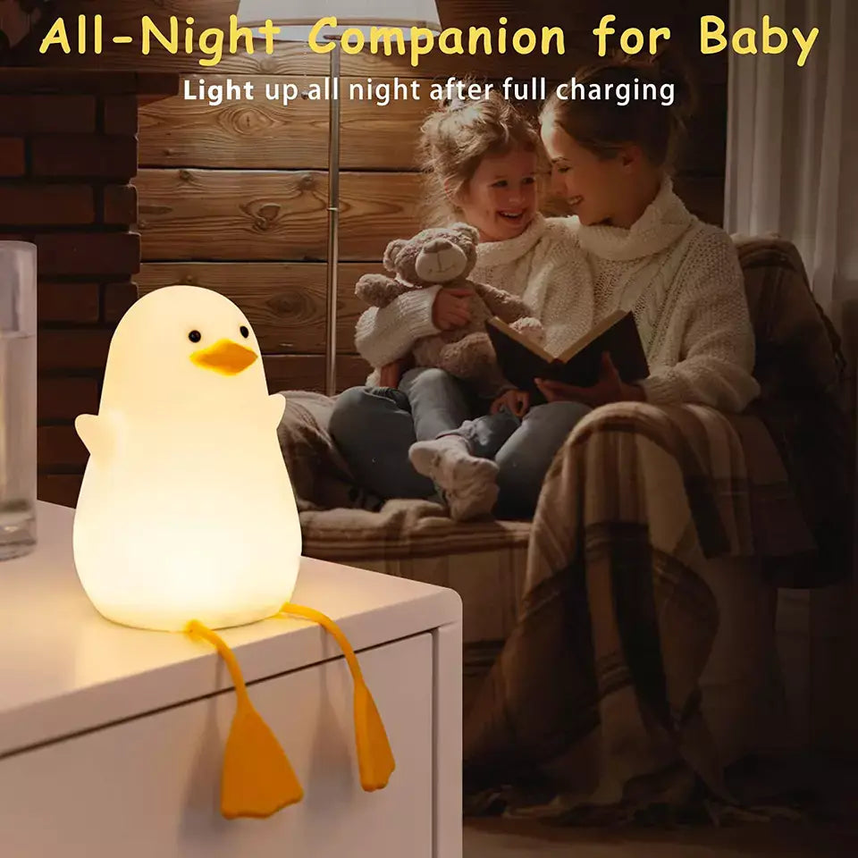 Creative Duck Silicone Night Light for Kids – USB Rechargeable LED Lamp