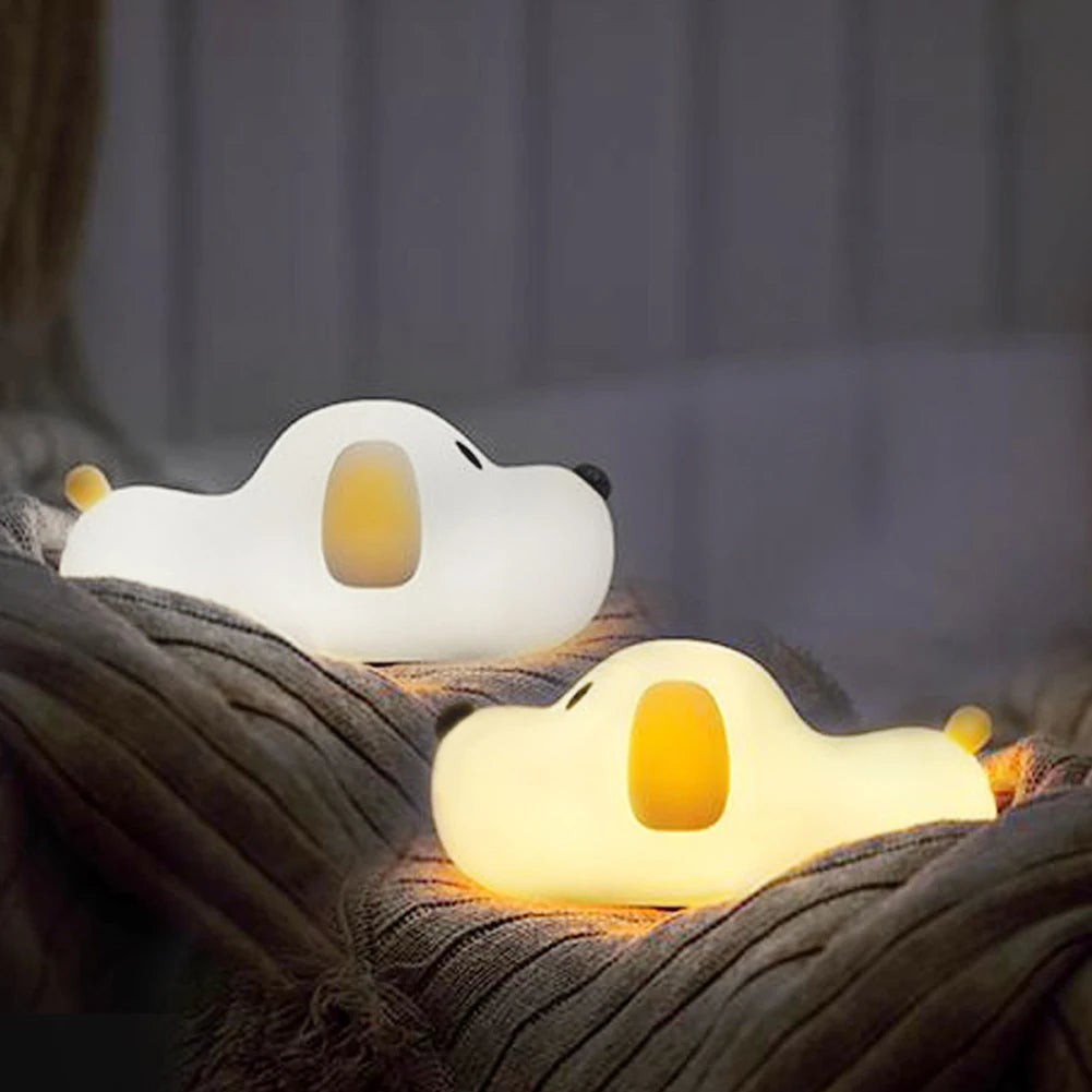 Puppy Lamp Silicone Dog LED Night Lights Touch Sensor Colors USB Rechargeable Bedside Mood Light for Children Baby Toy Gift