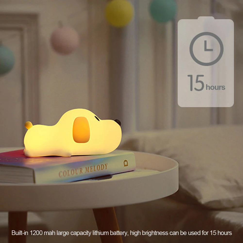 Puppy Lamp Silicone Dog LED Night Lights Touch Sensor Colors USB Rechargeable Bedside Mood Light for Children Baby Toy Gift