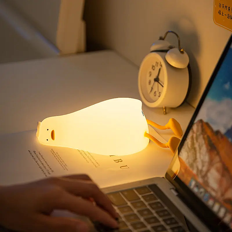 Cute Silicone Duck Night Light – 3-Level Touch LED Lamp for Kids Room