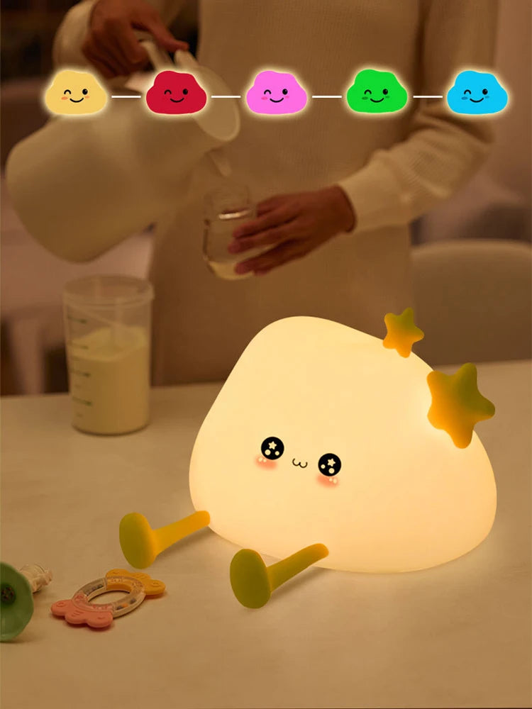 Silicone Night Light Charging Protection Eye Cartoon Children Bedroom Bedside Table Lamp Birthday Gifts Decoration Night Lamps