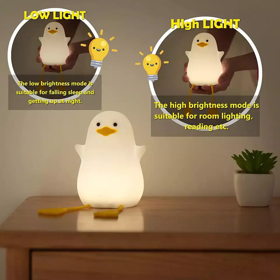 Creative Duck Silicone Night Light for Kids – USB Rechargeable LED Lamp
