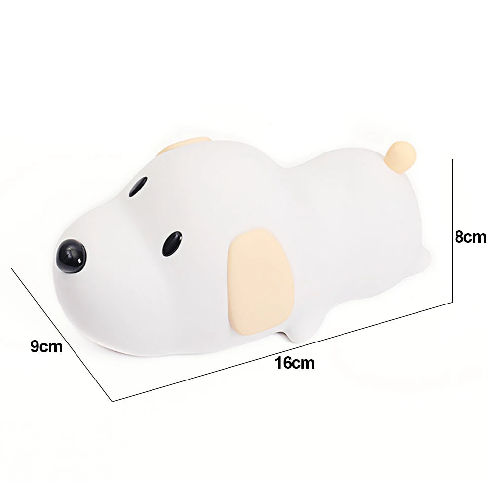 Puppy Lamp Silicone Dog LED Night Lights Touch Sensor Colors USB Rechargeable Bedside Mood Light for Children Baby Toy Gift