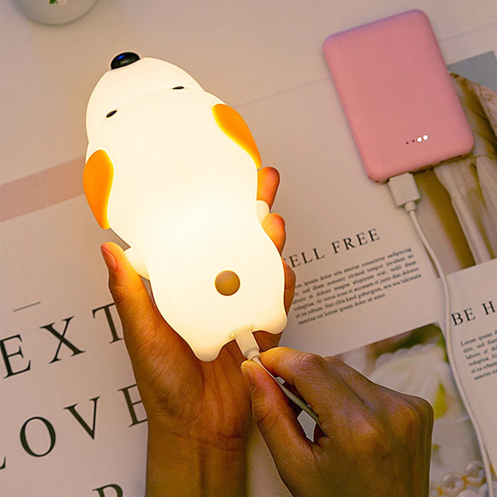 Puppy Lamp Silicone Dog LED Night Lights Touch Sensor Colors USB Rechargeable Bedside Mood Light for Children Baby Toy Gift