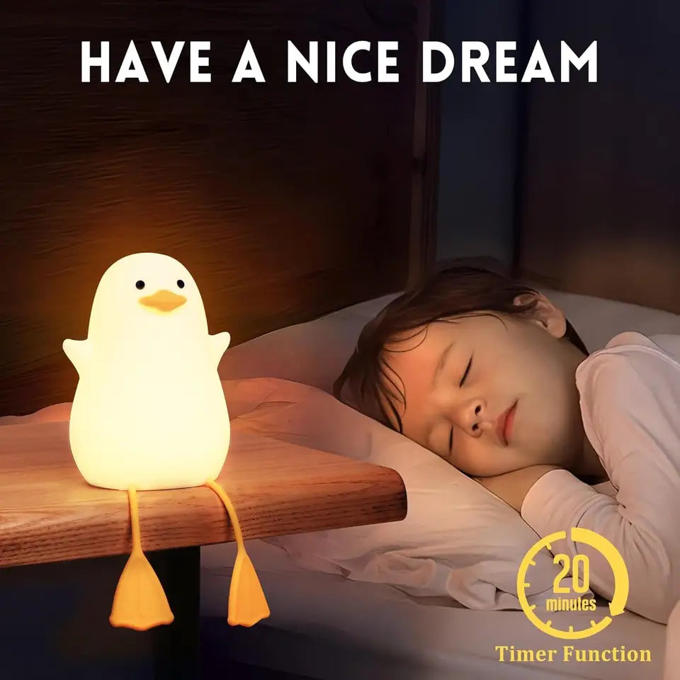 Creative Duck Silicone Night Light for Kids – USB Rechargeable LED Lamp