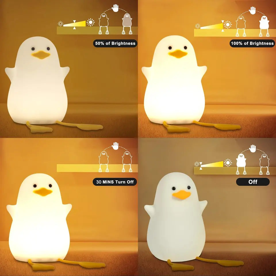 Creative Duck Silicone Night Light for Kids – USB Rechargeable LED Lamp